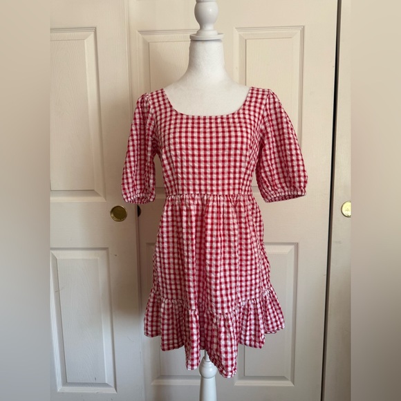 Loft Red Gingham Dress - Picture 3 of 10